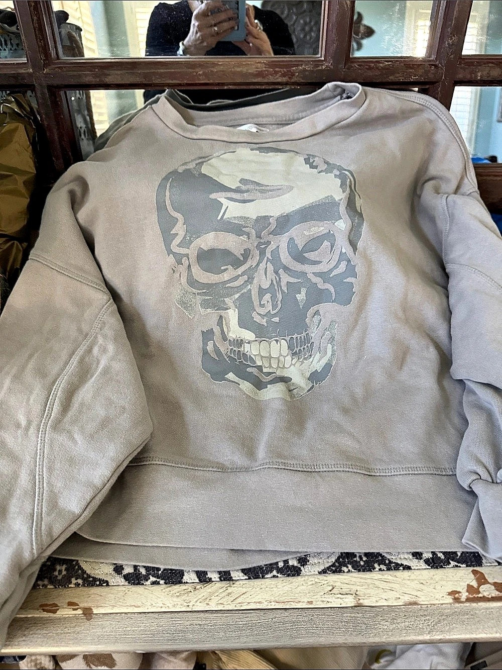 Stewart Simmons The Skull Balloon Pullover Sweatshirt Gray Medium